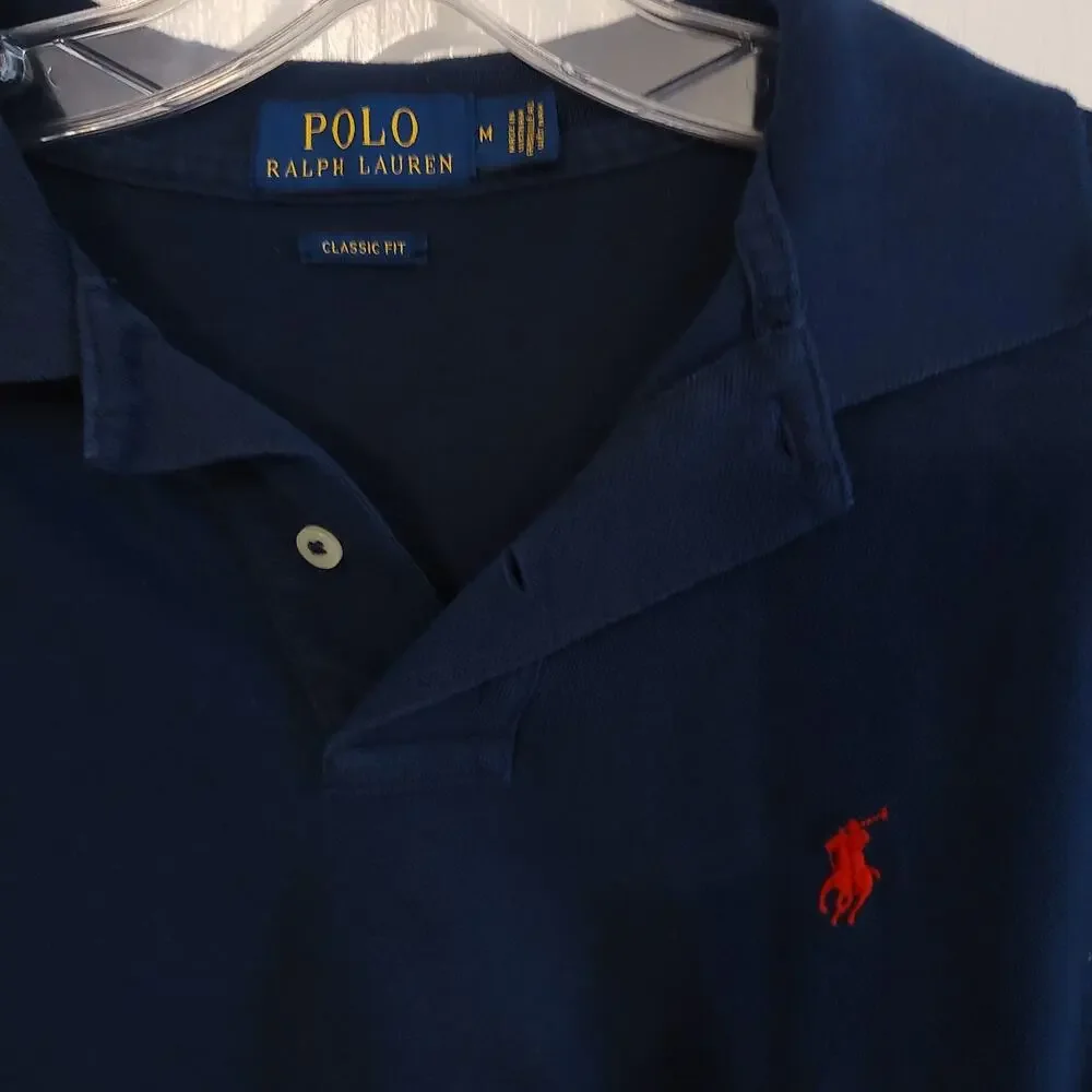 Polo Ralph Lauren Classic Fit Navy Blue Polo Shirt Size M - Picture 3 of 6